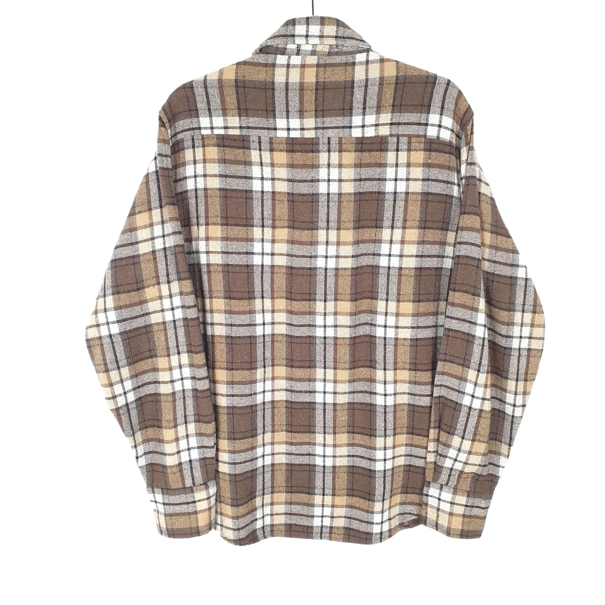 Reed St James Flannel Shacket Long Sleeve Regular Fit Check Wool Shirt Brown