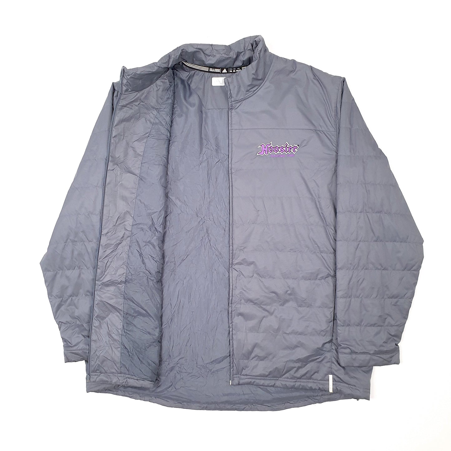 Mens Grey Adidas Hoosier Racing Tire Nascar Padded Jacket Coat