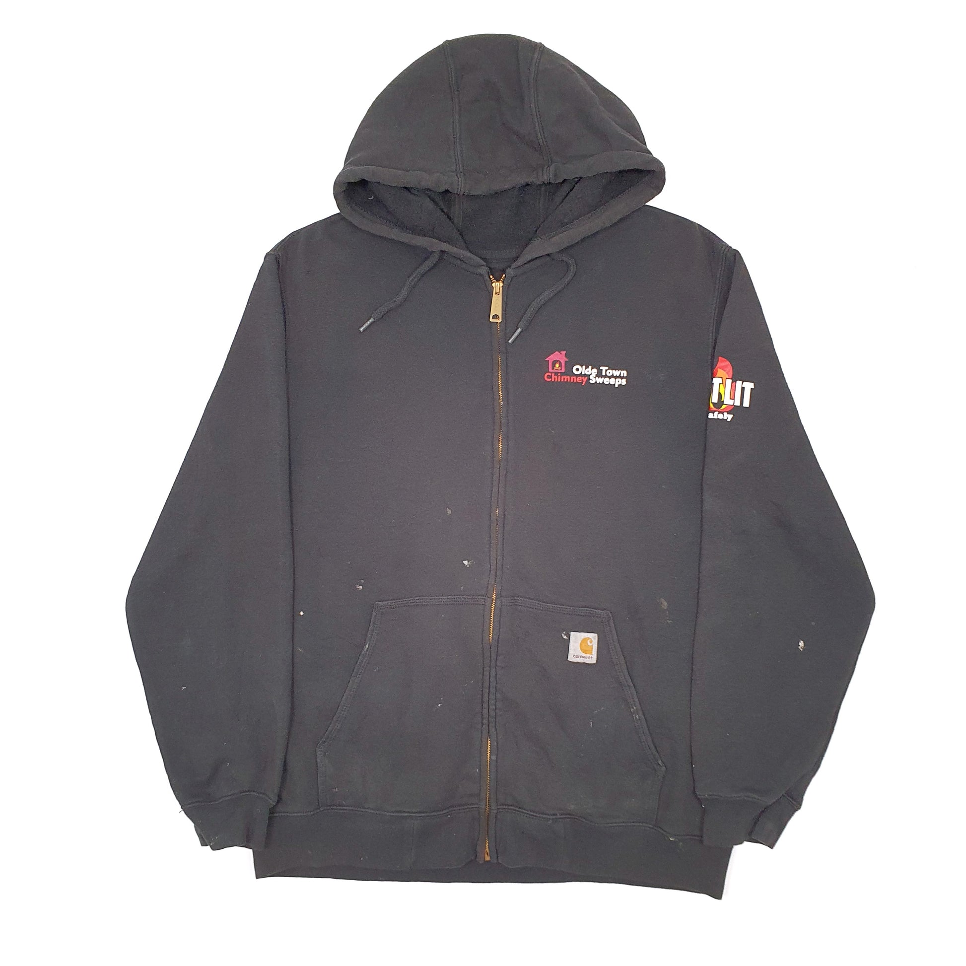 Mens Black Carhartt Hoodie Workwear Full Zip Jumper