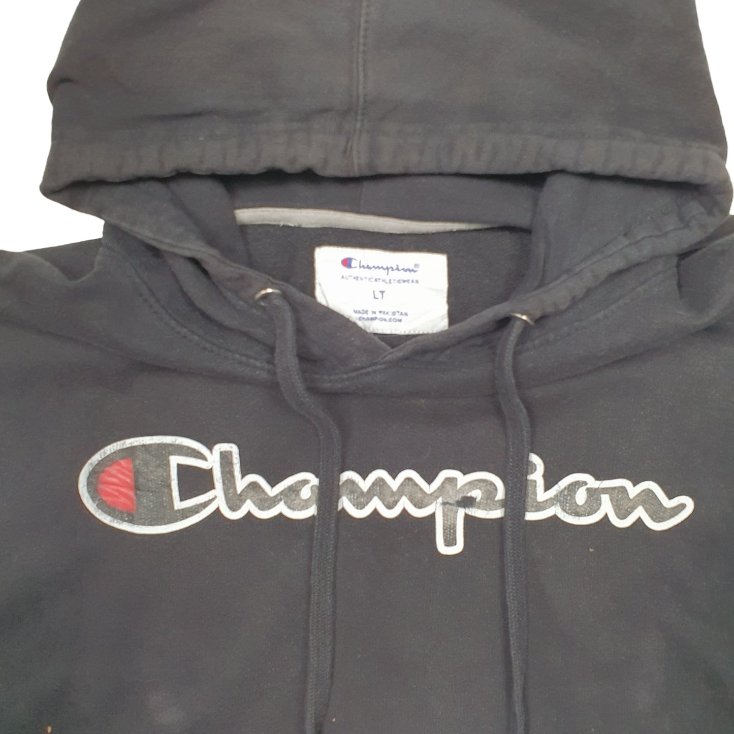 Mens Black Champion Spellout Hoodie Jumper