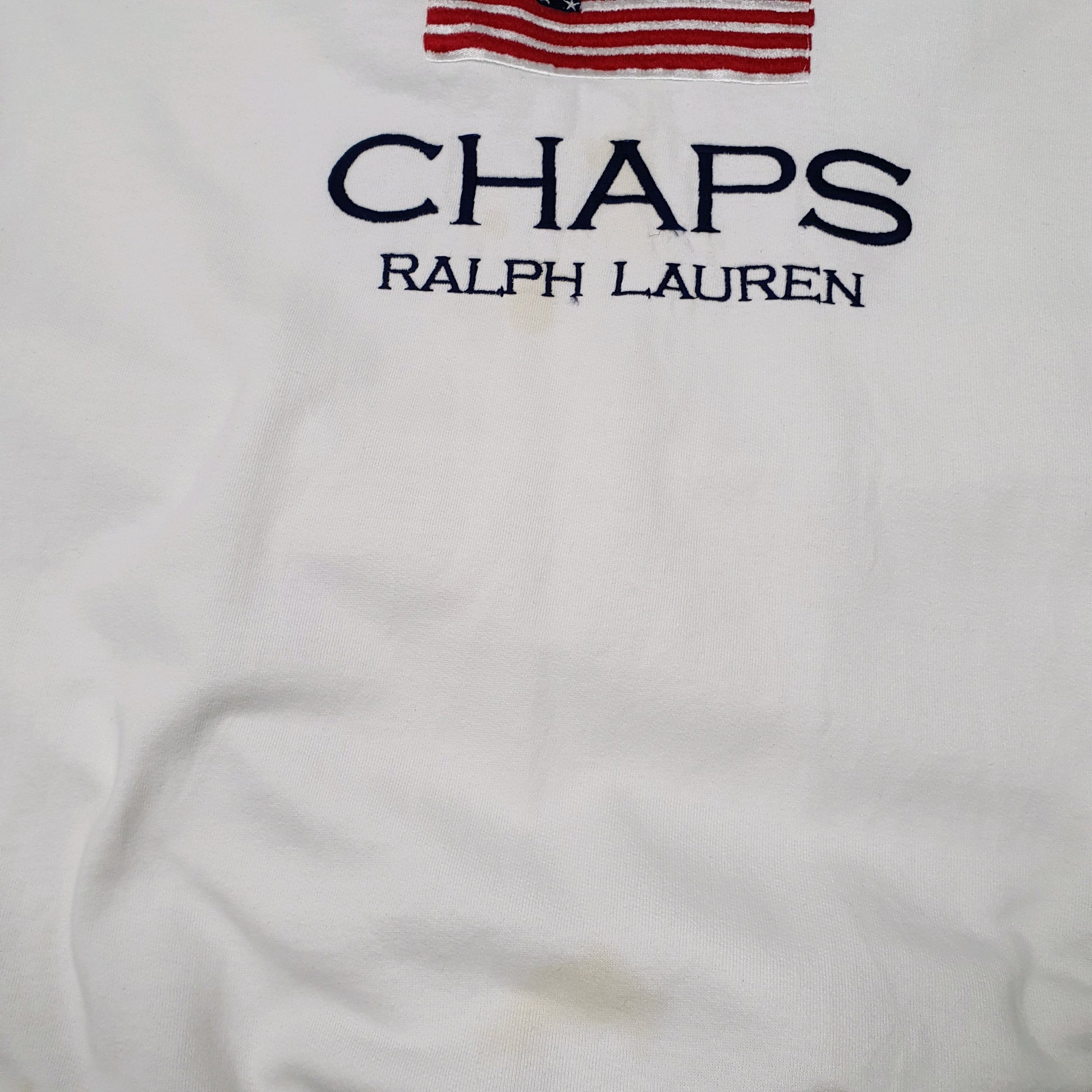 Mens White Chaps Ralph Lauren Sweatshirt Tall Crewneck Jumper