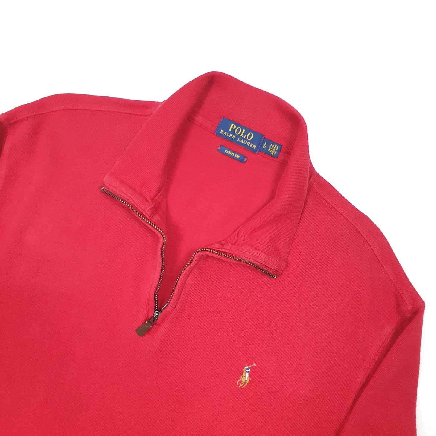 Polo Ralph Lauren Estate Rib Quarter Zip L Red