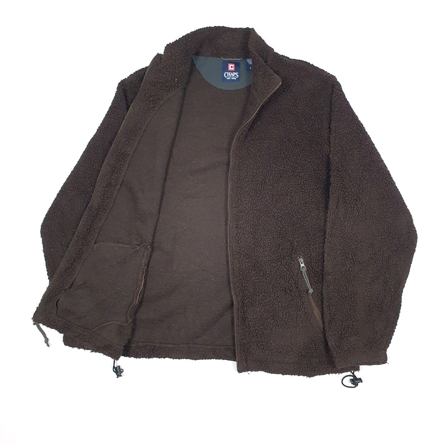 Chaps Retro Pile Full Zip Fleece L Brown