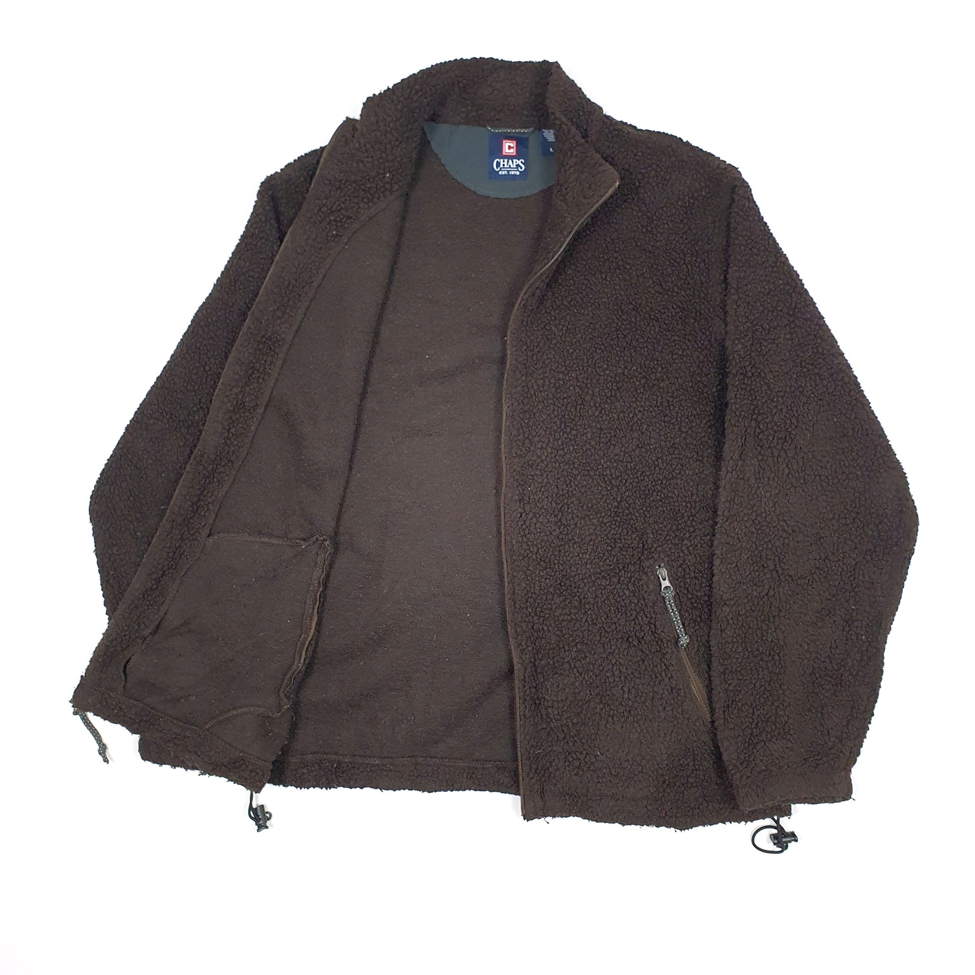 Chaps Retro Pile Full Zip Fleece L Brown