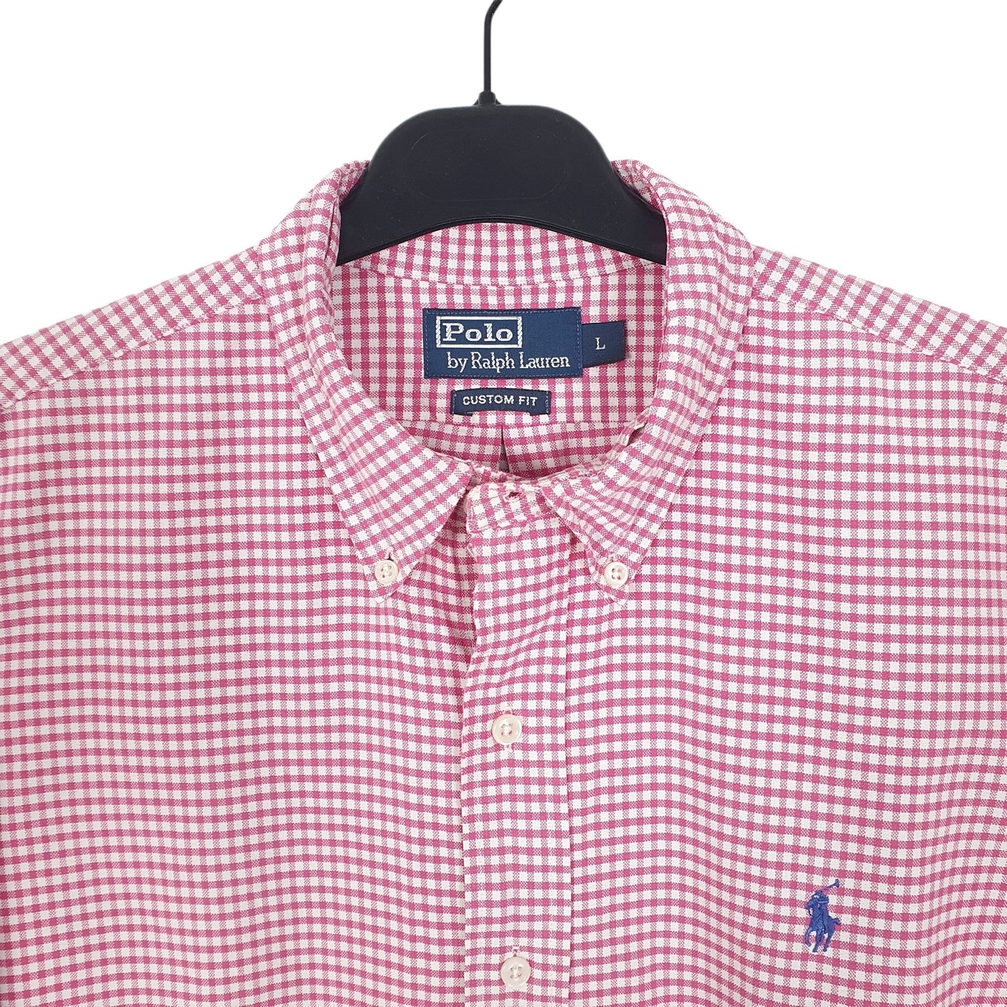 Ralph Lauren Long Sleeve Custom Fit Gingham Shirt Pink