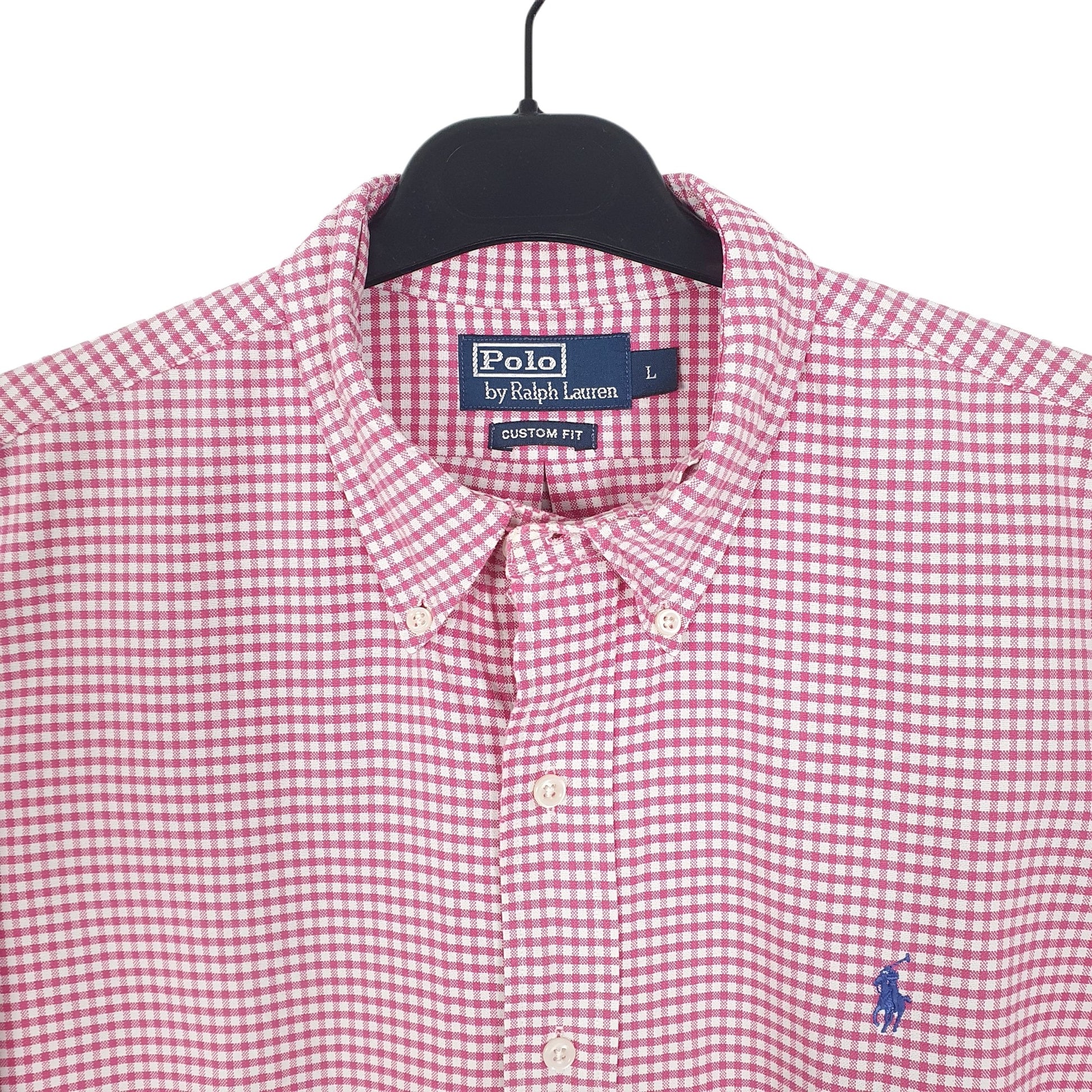 Ralph Lauren Long Sleeve Custom Fit Gingham Shirt Pink