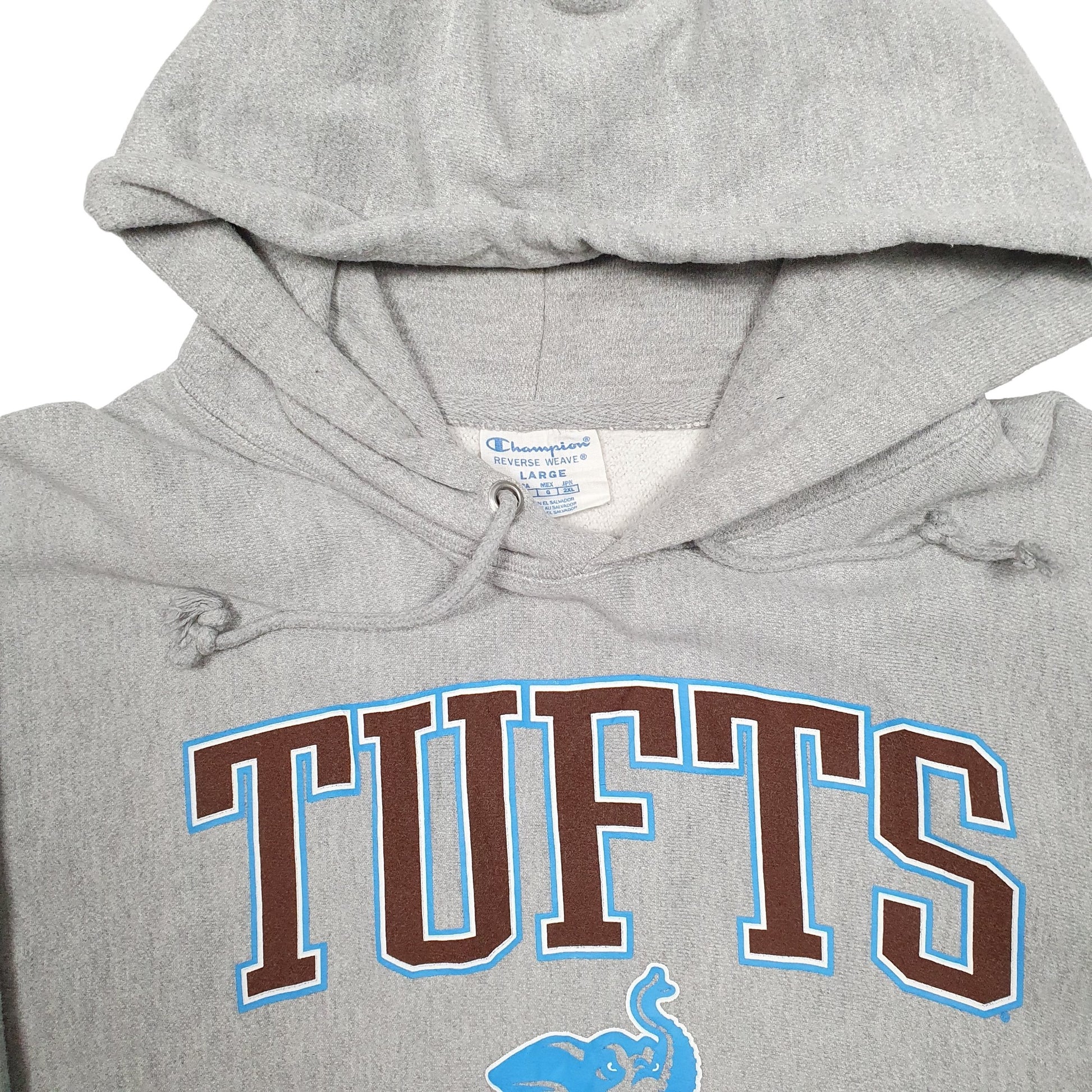 Mens Grey Champion Tufts USA College Hoodie Jumper
