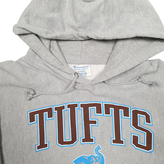 Mens Grey Champion Tufts USA College Hoodie Jumper