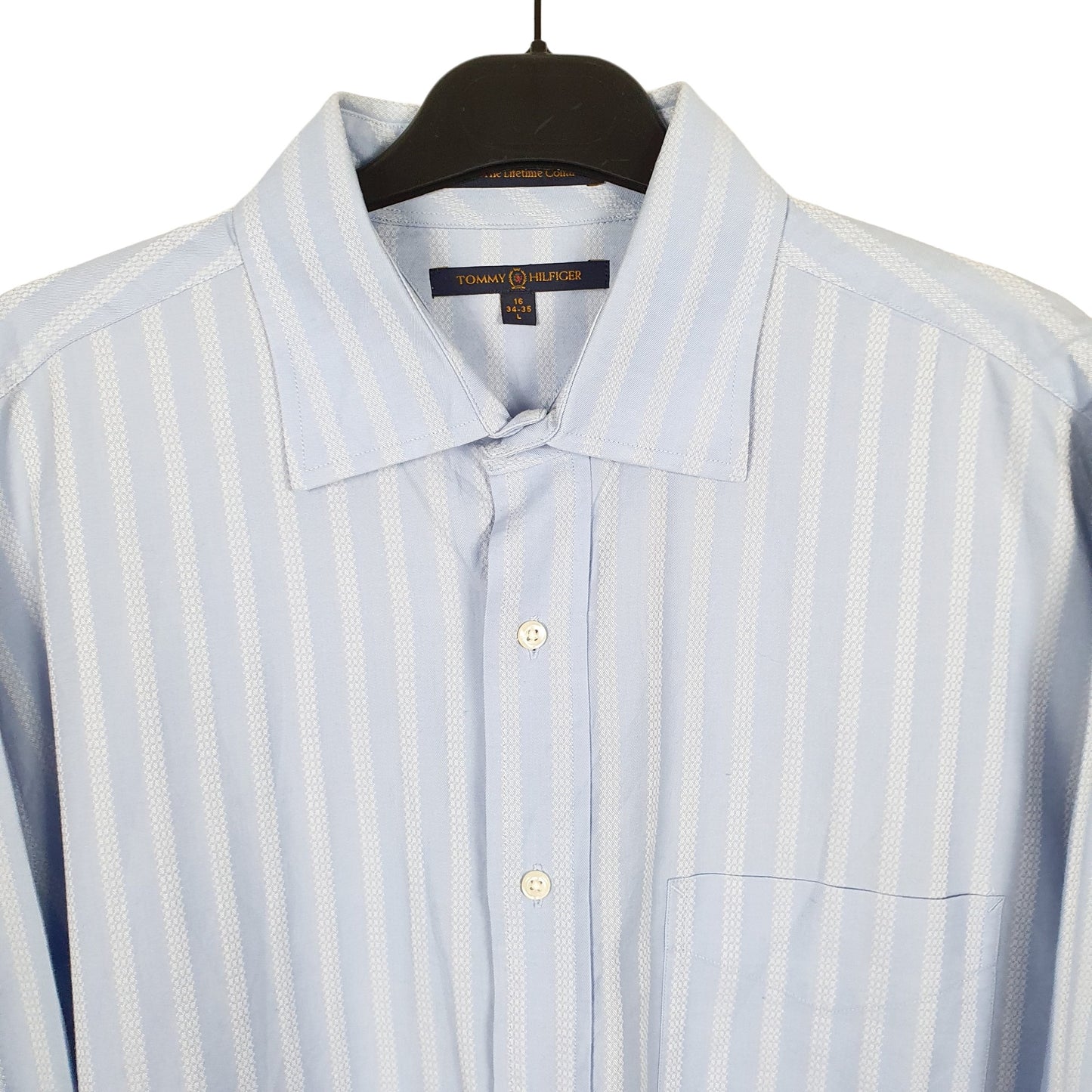 Tommy Hilfiger Long Sleeve Regular Fit Pinstripe Shirt Blue