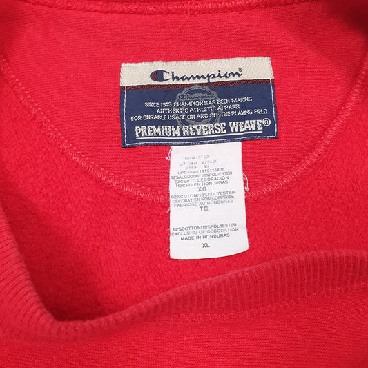 Mens Red Champion Reverse Weave Crewneck Jumper