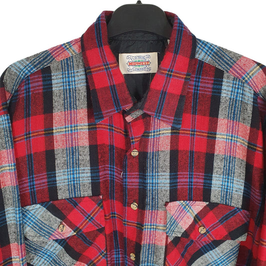 Midwest Long Sleeve Regular Fit Check Flannel Shirt Shacket Red