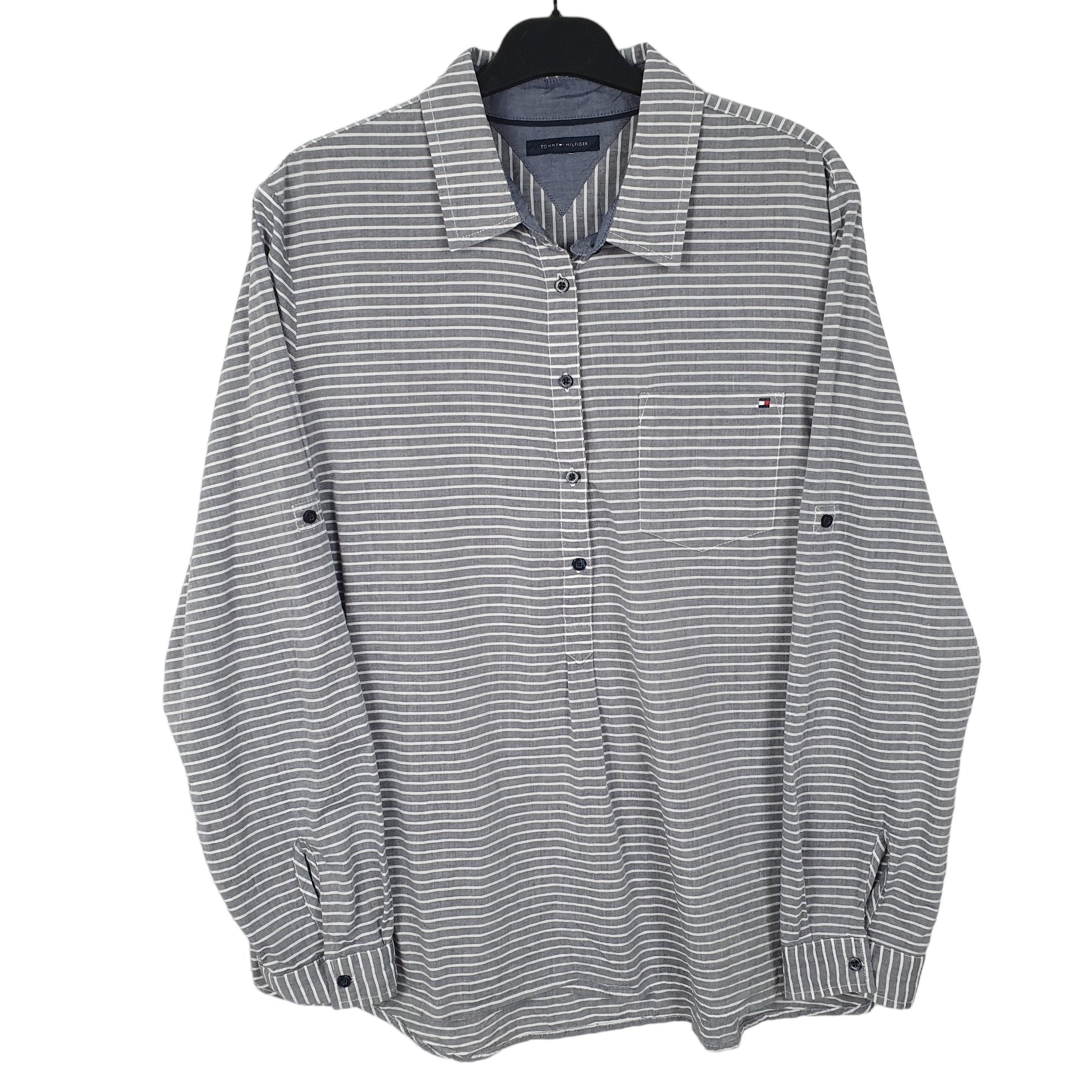 Mens Grey Tommy Hilfiger Pop Over Long Sleeve Shirt