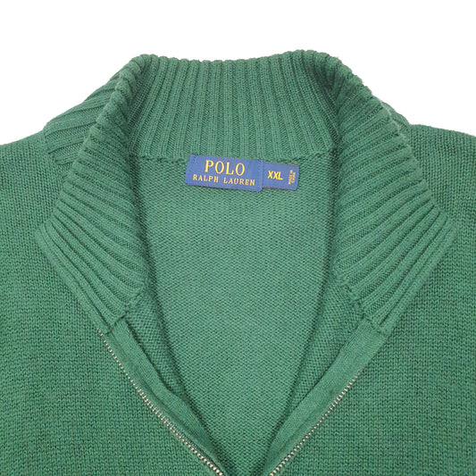 Mens Green Polo Ralph Lauren Knit Quarter Zip Jumper