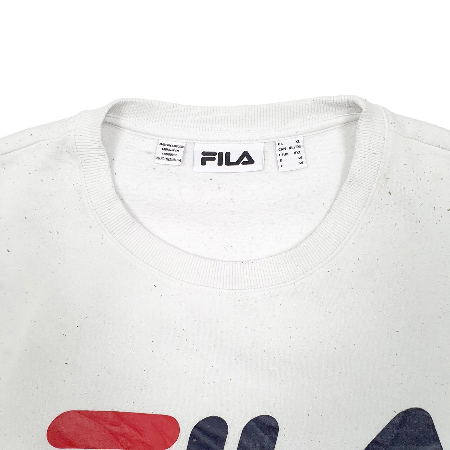 Mens White Fila  Crewneck Jumper