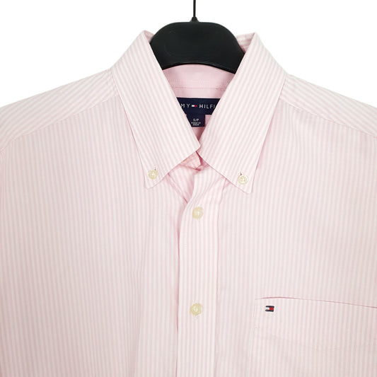 Tommy Hilfiger Long Sleeve Regular Fit Pinstripe Shirt Pink