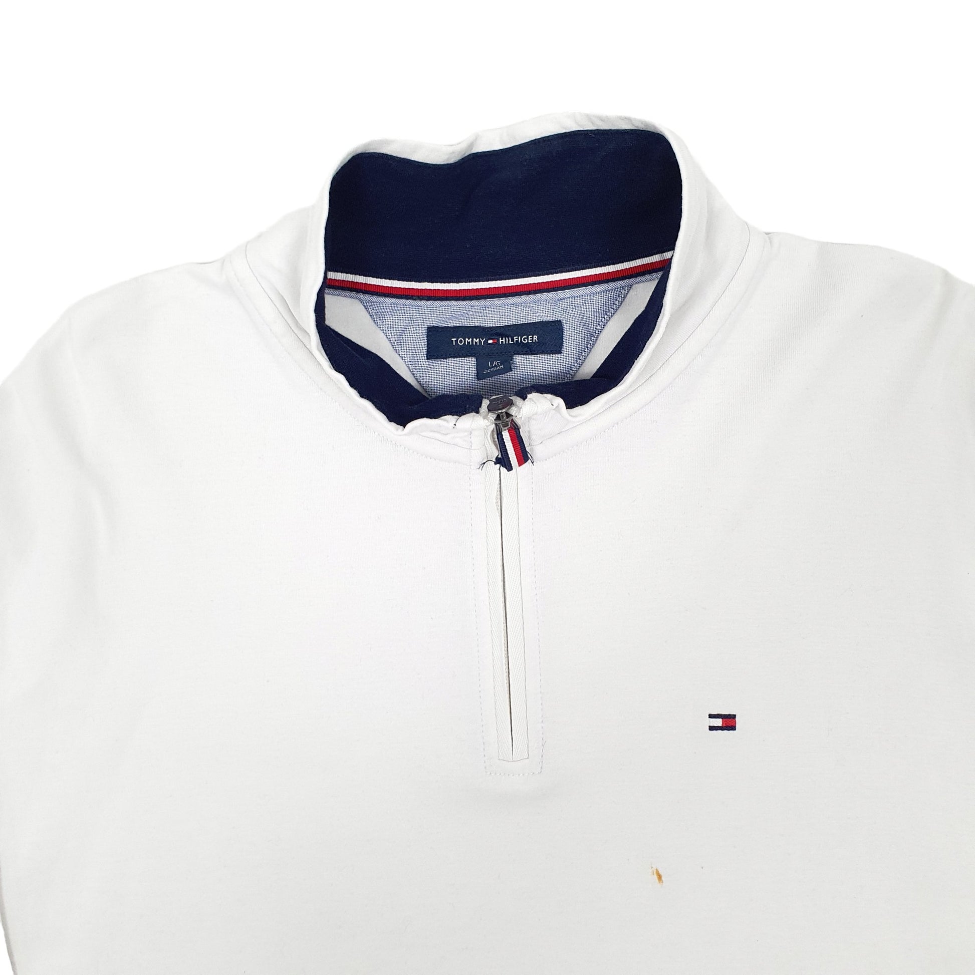 Mens White Tommy Hilfiger  Quarter Zip Jumper