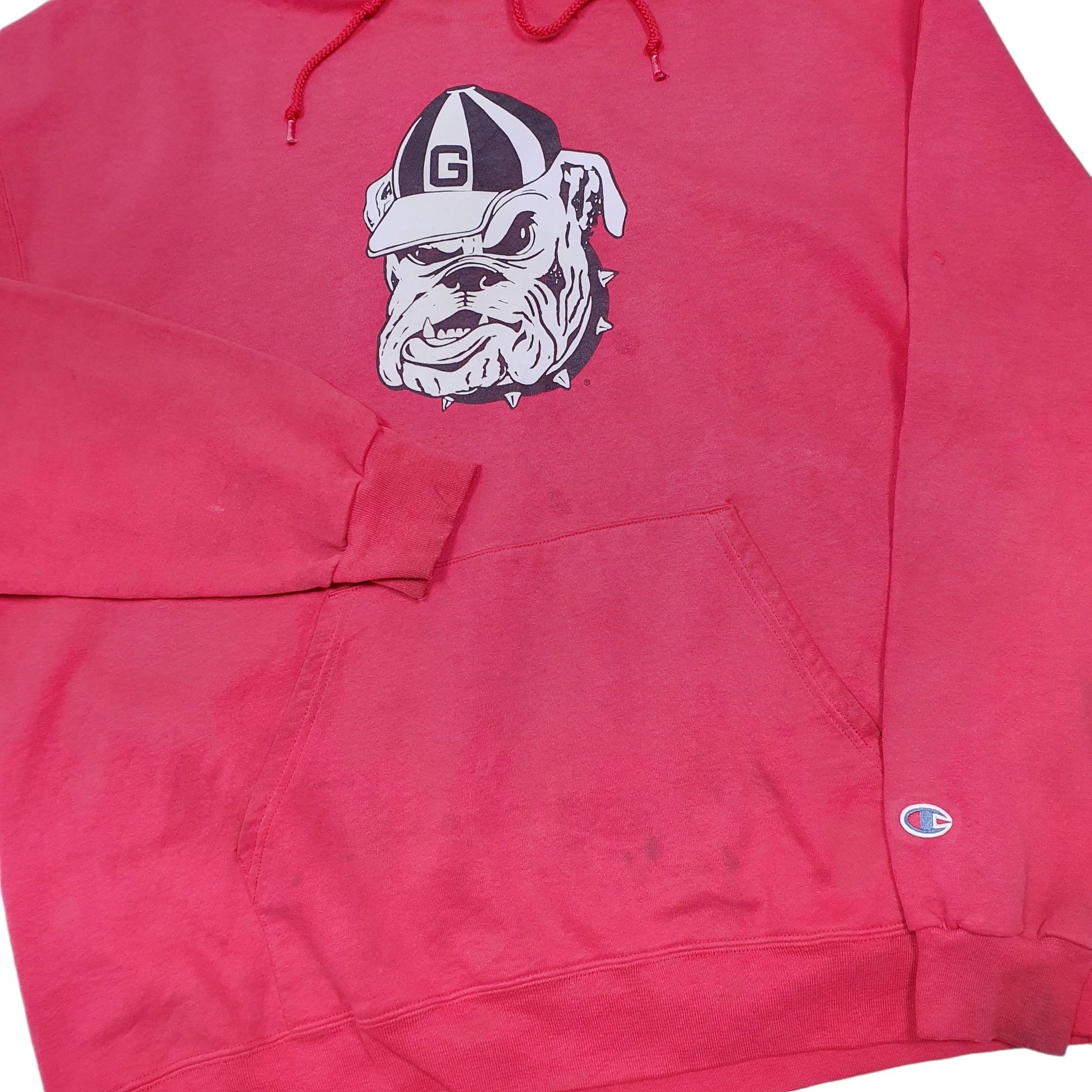 Mens Red Champion Georgetown Bulldogs American Football Hoodie Jumper