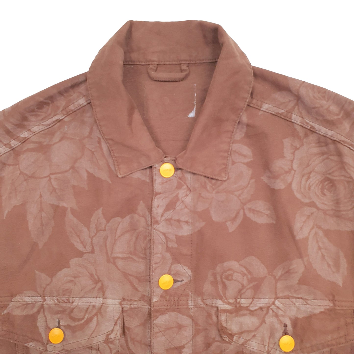 Mens Brown DNM Lab Pattern Floral Denim Jacket Coat