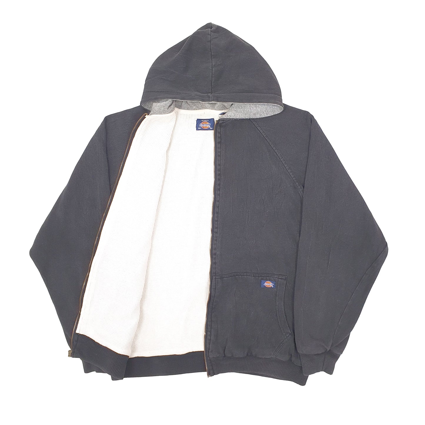 Mens Grey Dickies Hoodie Workwear Full Zip Jumper