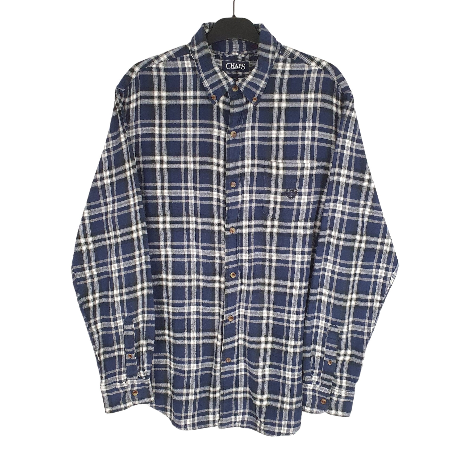 Chaps Flannel Shacket Long Sleeve Regular Fit Check Shirt Blue