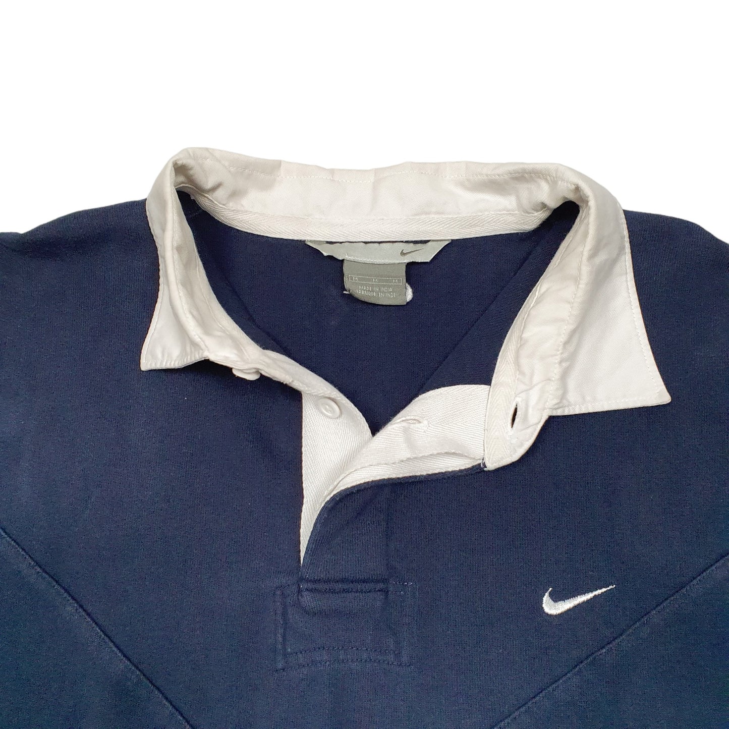 Mens Navy Nike Shirt Vintage 2000's Y2K Rugby Jumper