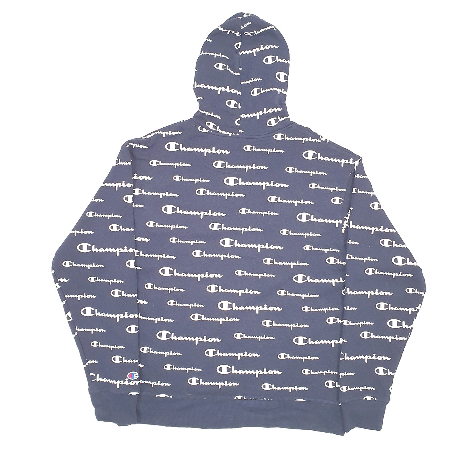 Champion Spellout Hoodie L Navy