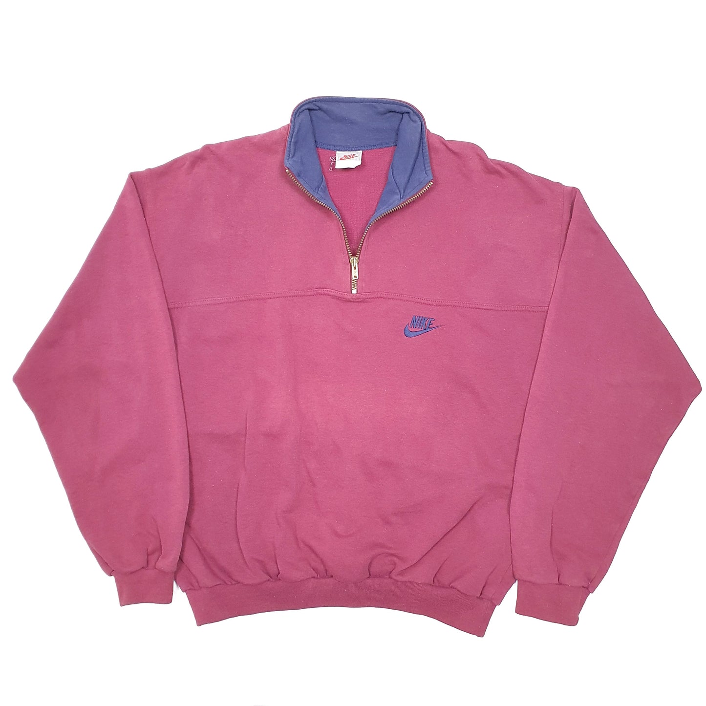 Mens Burgundy Nike Vintage 1980s Sweater Quarter Zip Jumper