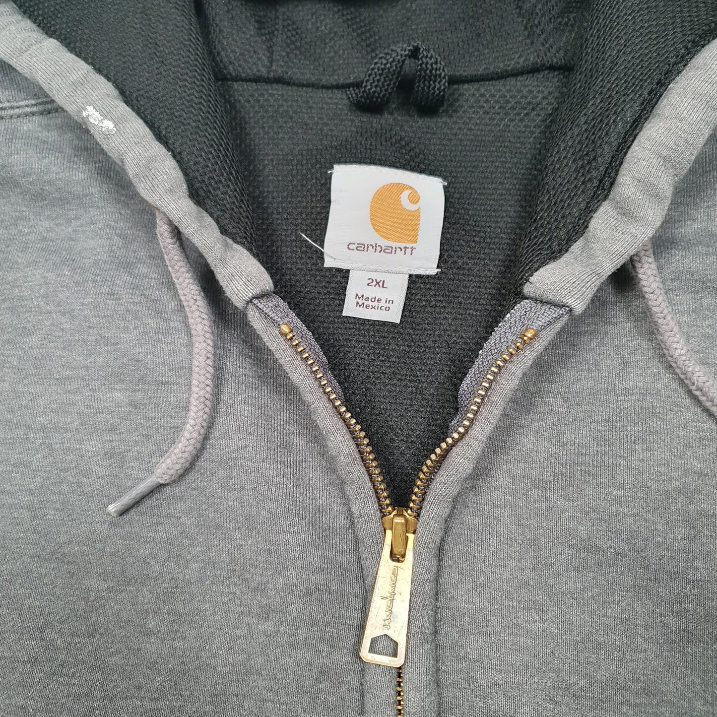 Mens Grey Carhartt Hoodie Thermal Lined Active Full Zip Jumper