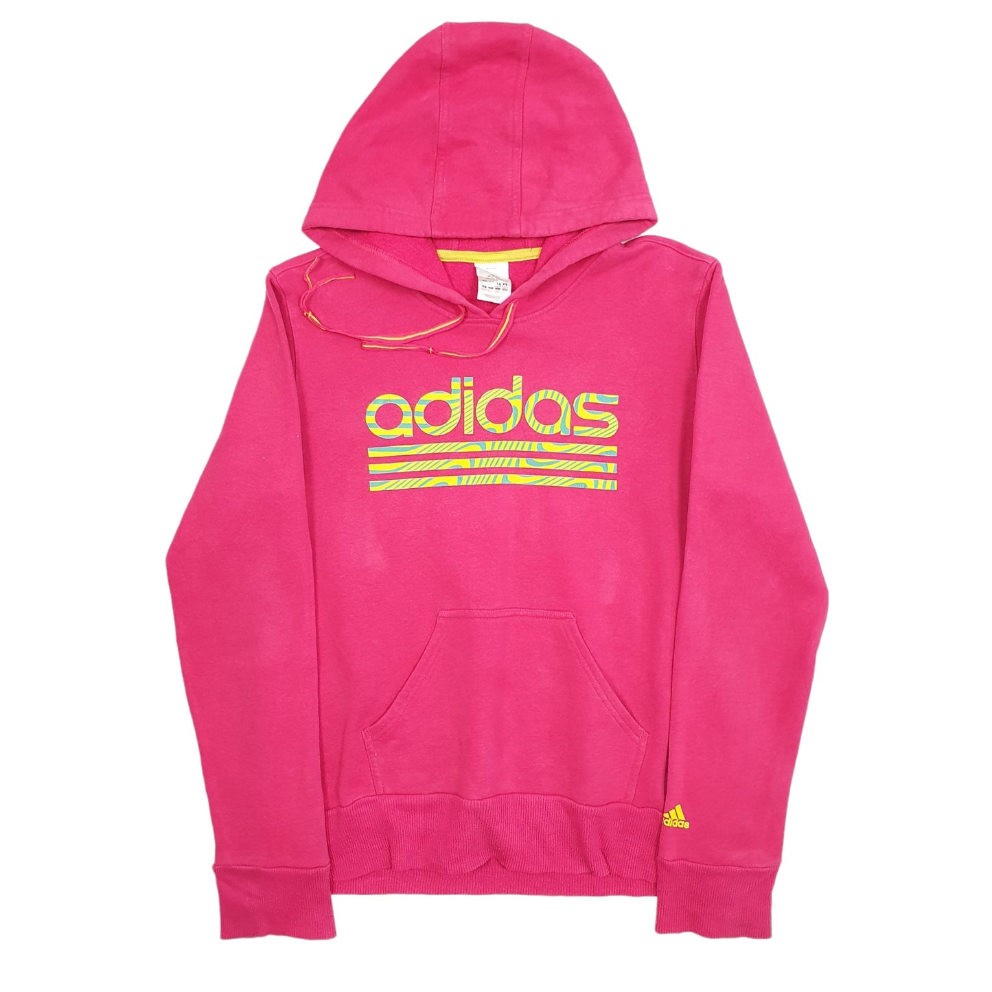 Womens Pink Adidas Spellout Hoodie Jumper