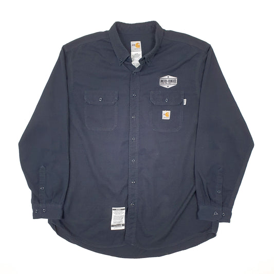 Mens Navy Carhartt FR Shacket Workwear Long Sleeve Shirt
