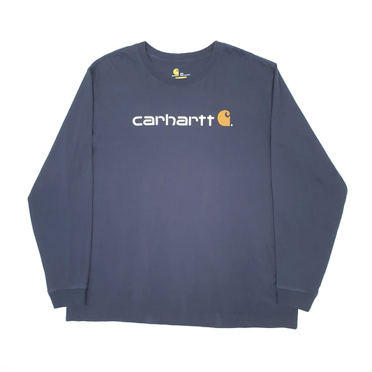 Mens Navy Carhartt Spellout Long Sleeve T Shirt