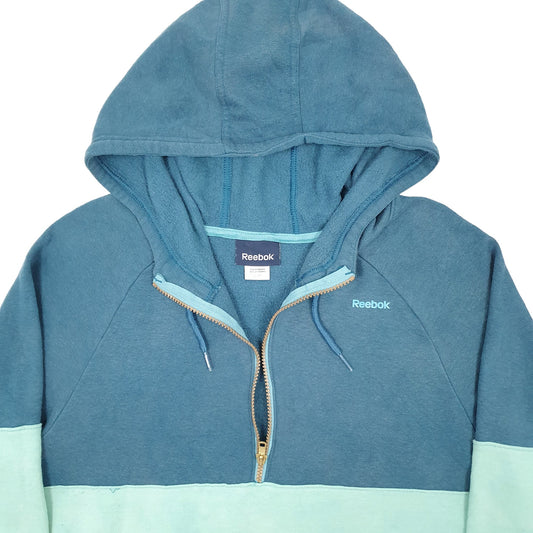 Womens Blue Reebok Quarter Zip Hoodie Jumper