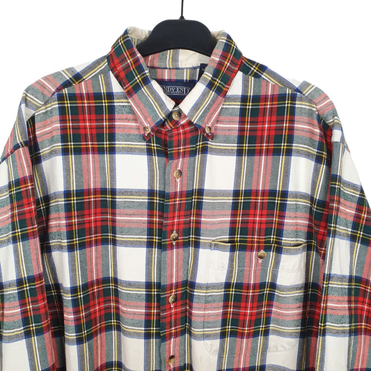 Lands End Flannel Shacket Long Sleeve Regular Fit Check Shirt Cream