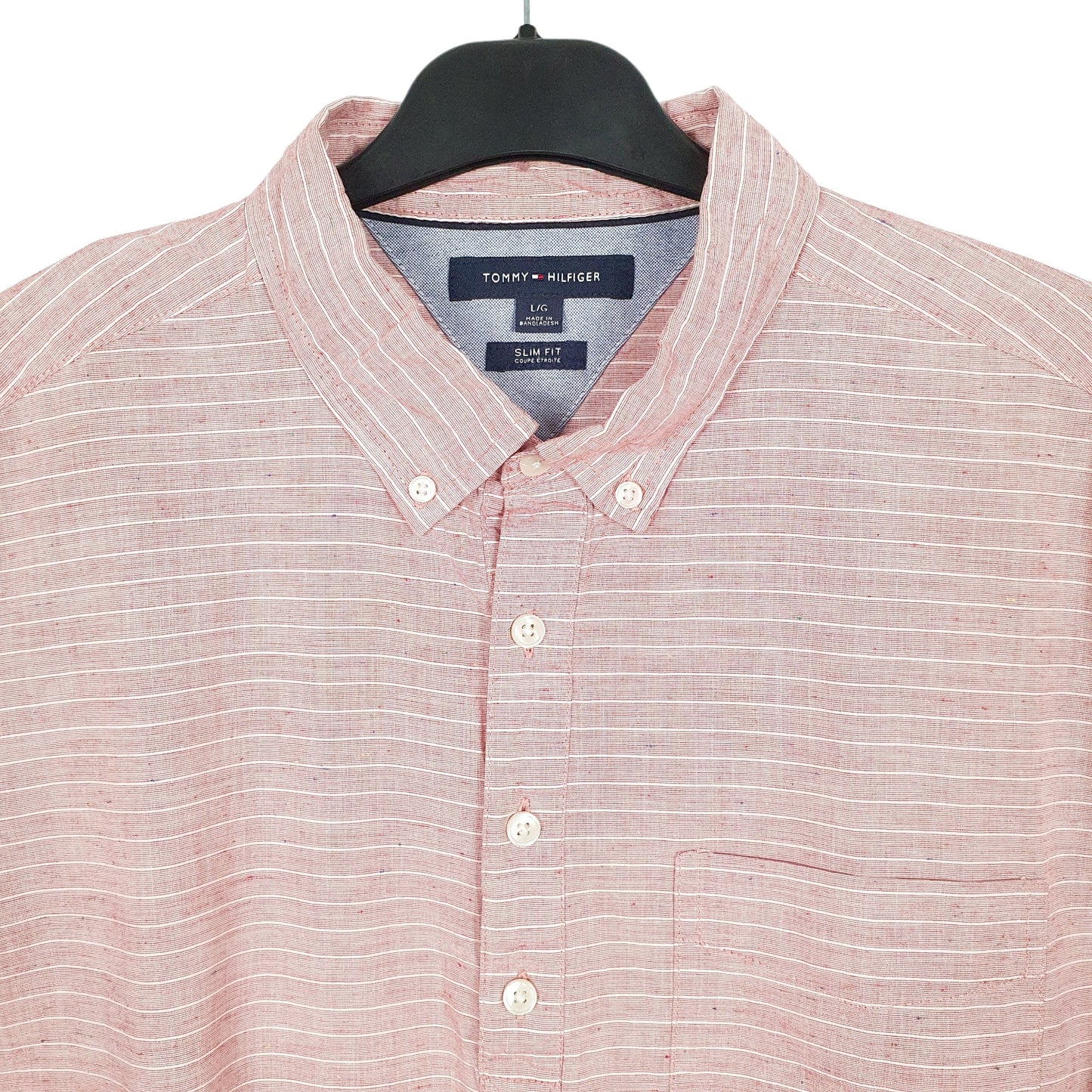 Tommy Hilfiger Short Sleeve Regular Fit Striped Shirt Peach