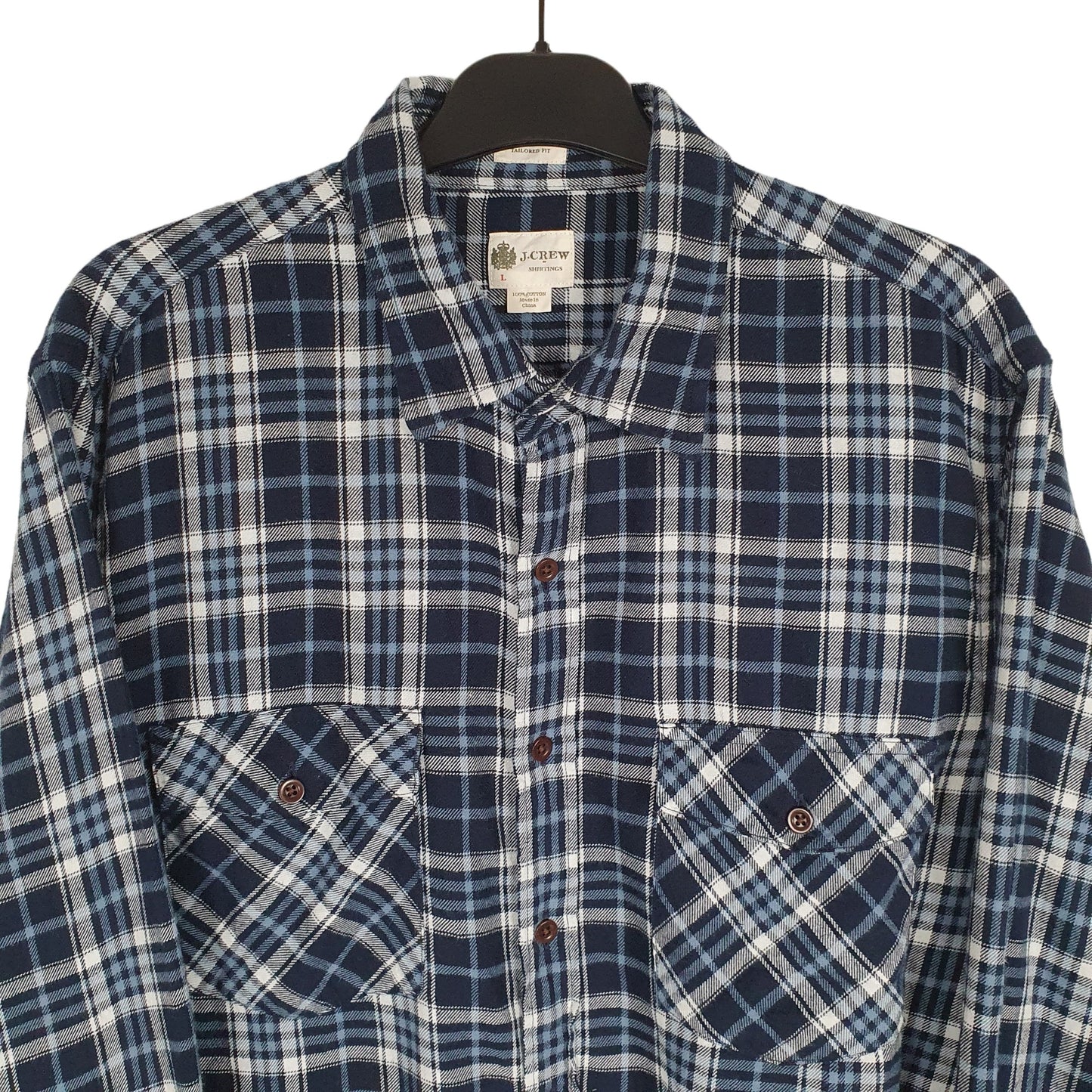 J Crew Long Sleeve Regular Fit Check Flannel Shirt Shacket Blue