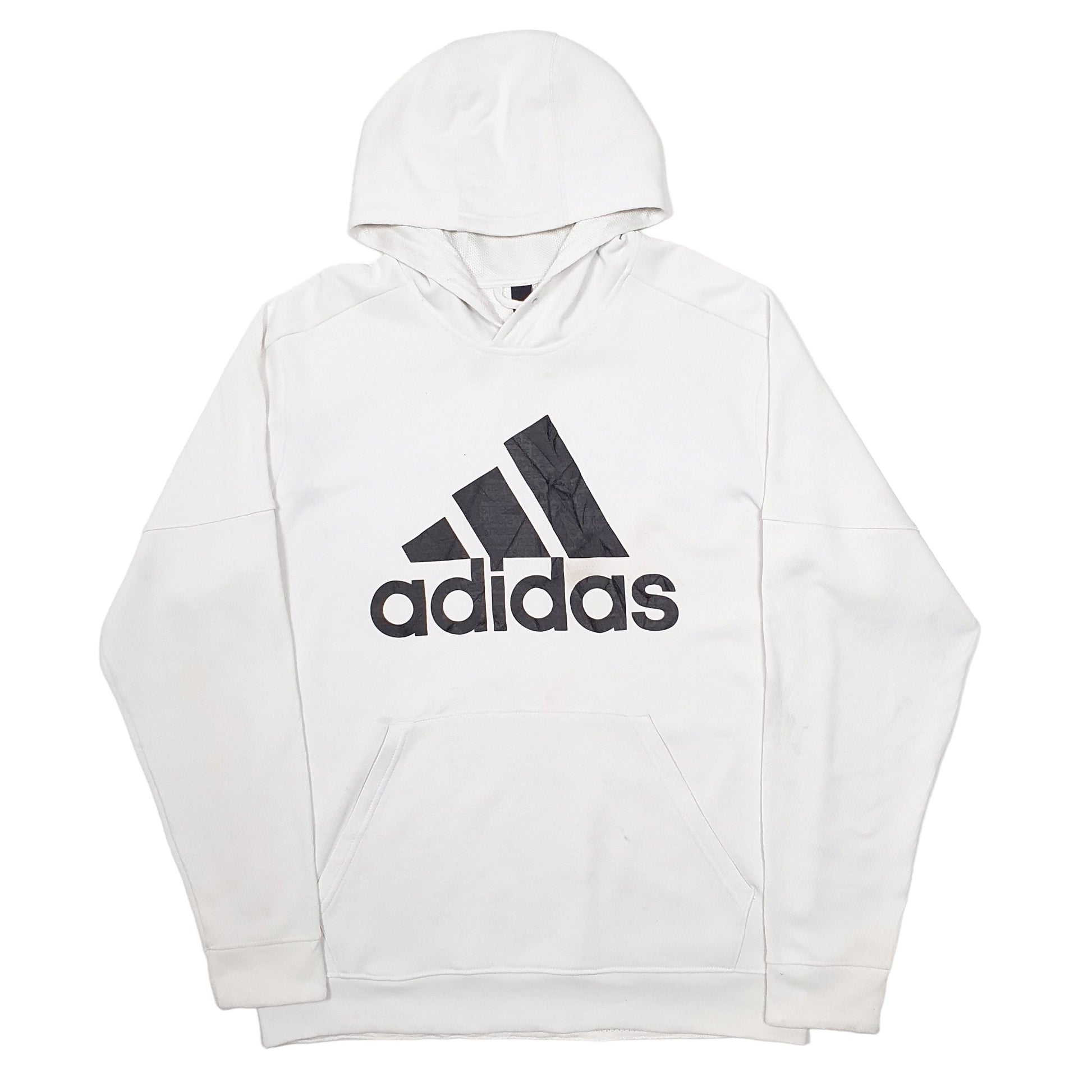 Mens White Adidas Spellout Active Sports Running Hoodie Jumper