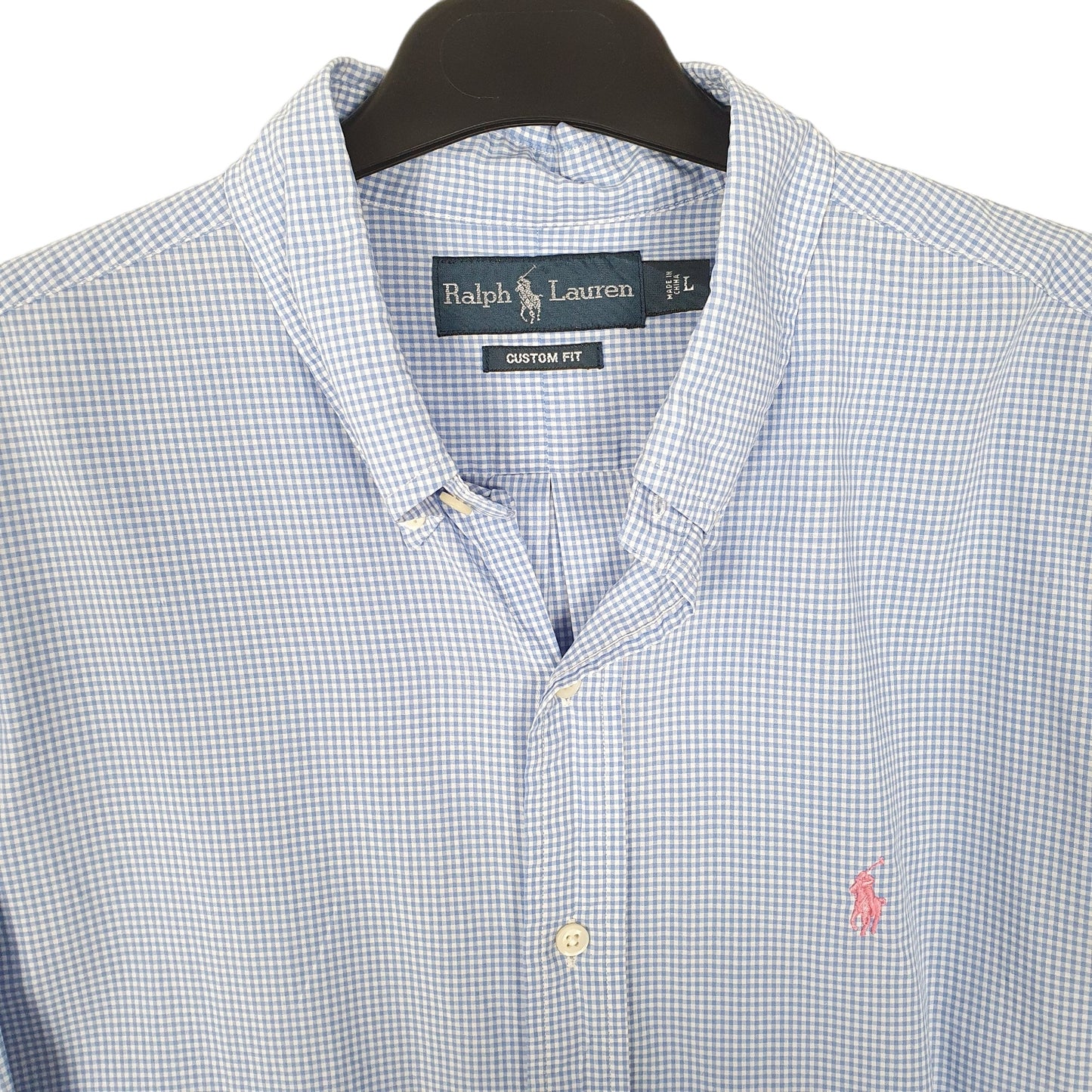 Ralph Lauren Long Sleeve Custom Fit Gingham Shirt Blue