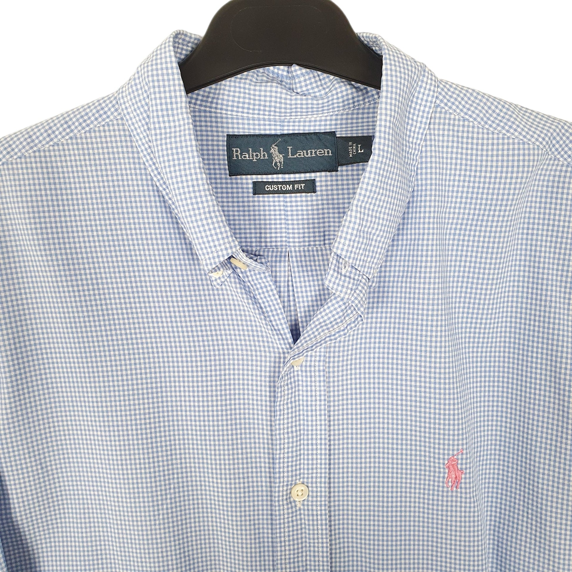 Ralph Lauren Long Sleeve Custom Fit Gingham Shirt Blue