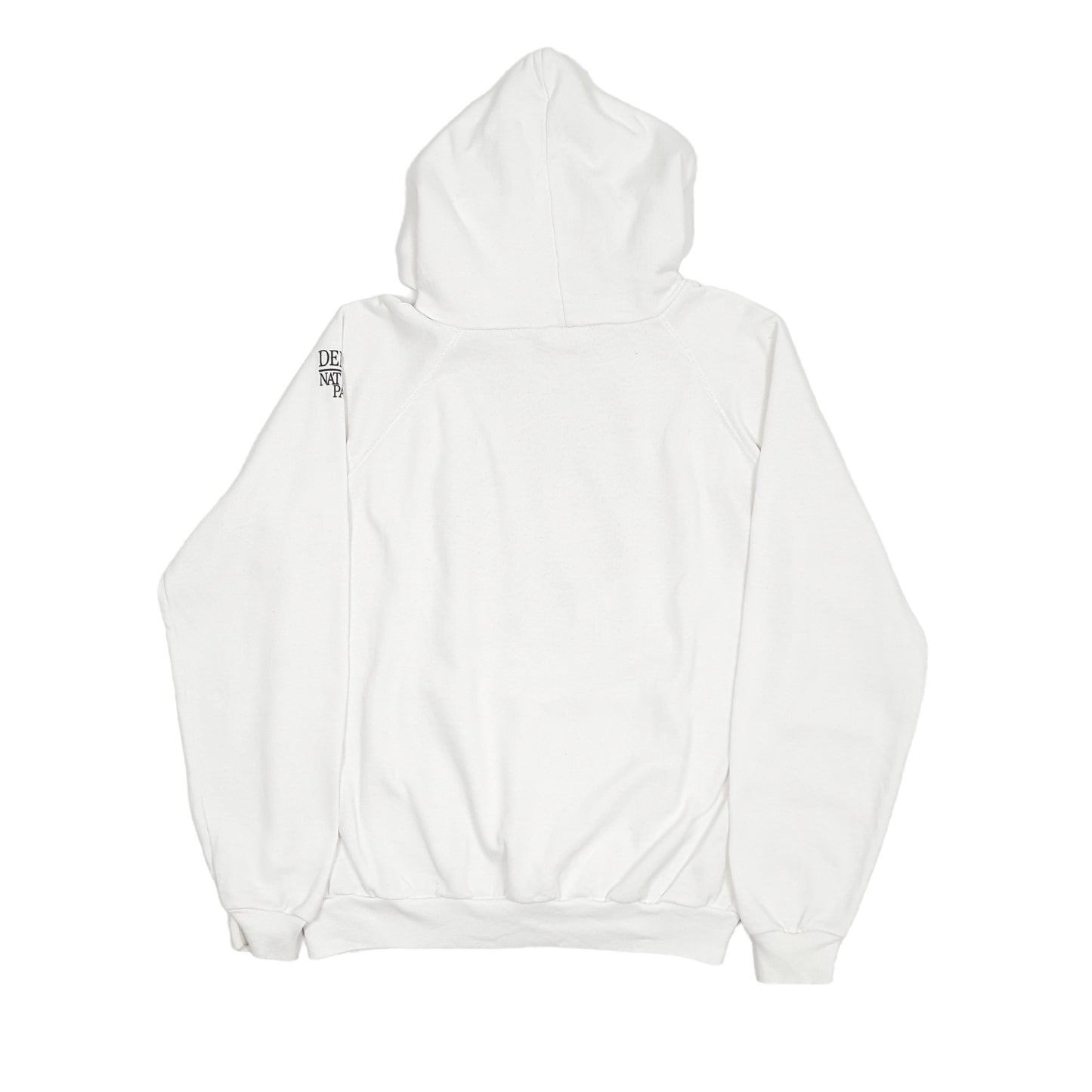 Mens White Hanes Vintage 1980s Denali National Park USA Alaska Hoodie Jumper