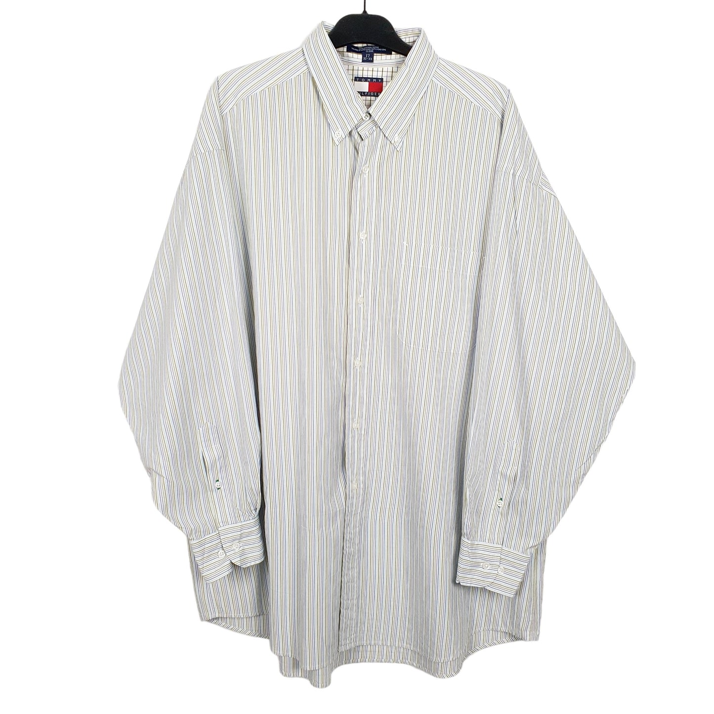 Tommy Hilfiger Long Sleeve Regular Fit Pinstripe Shirt Green