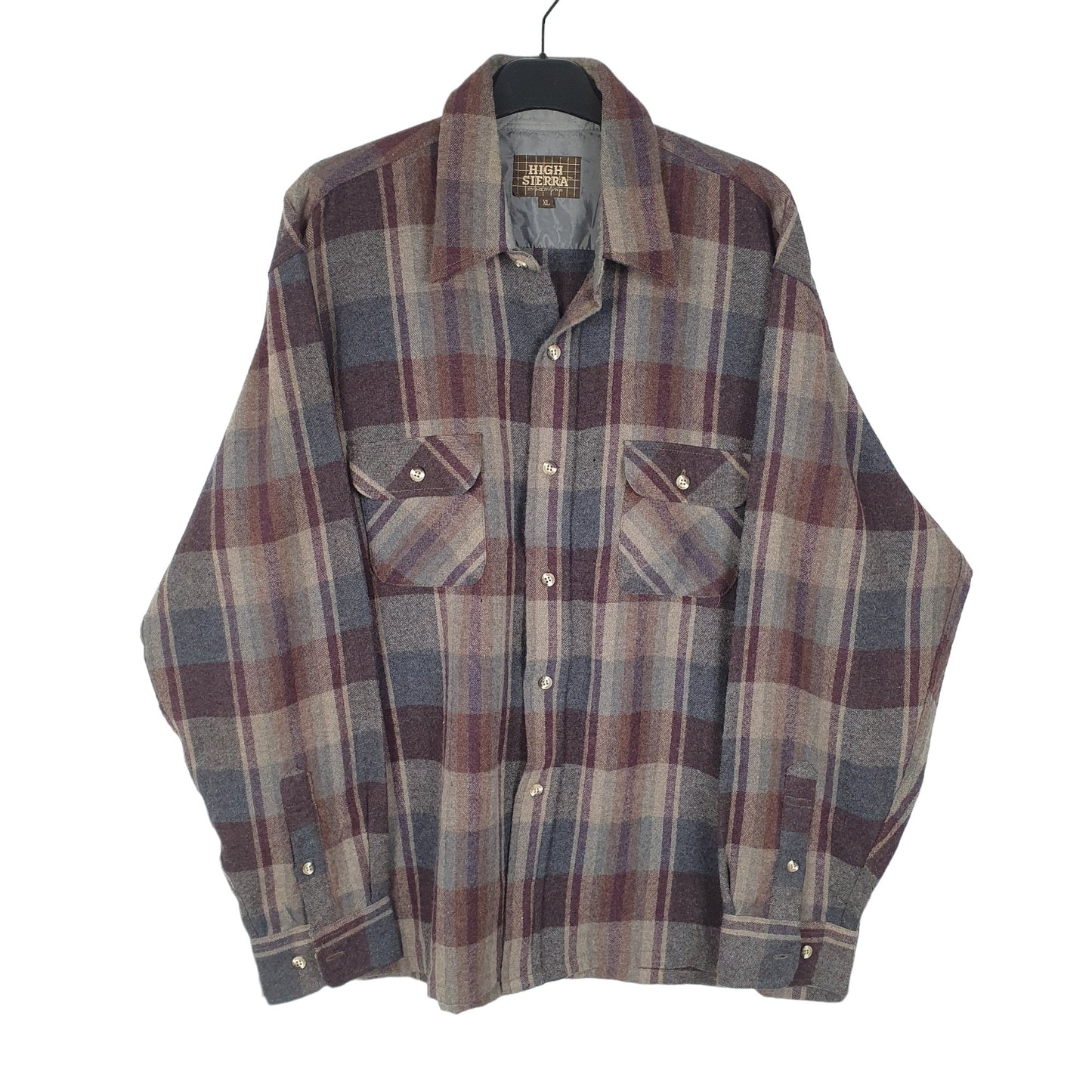 High Sierra Flannel Shacket Long Sleeve Regular Fit Check Wool Shirt Brown