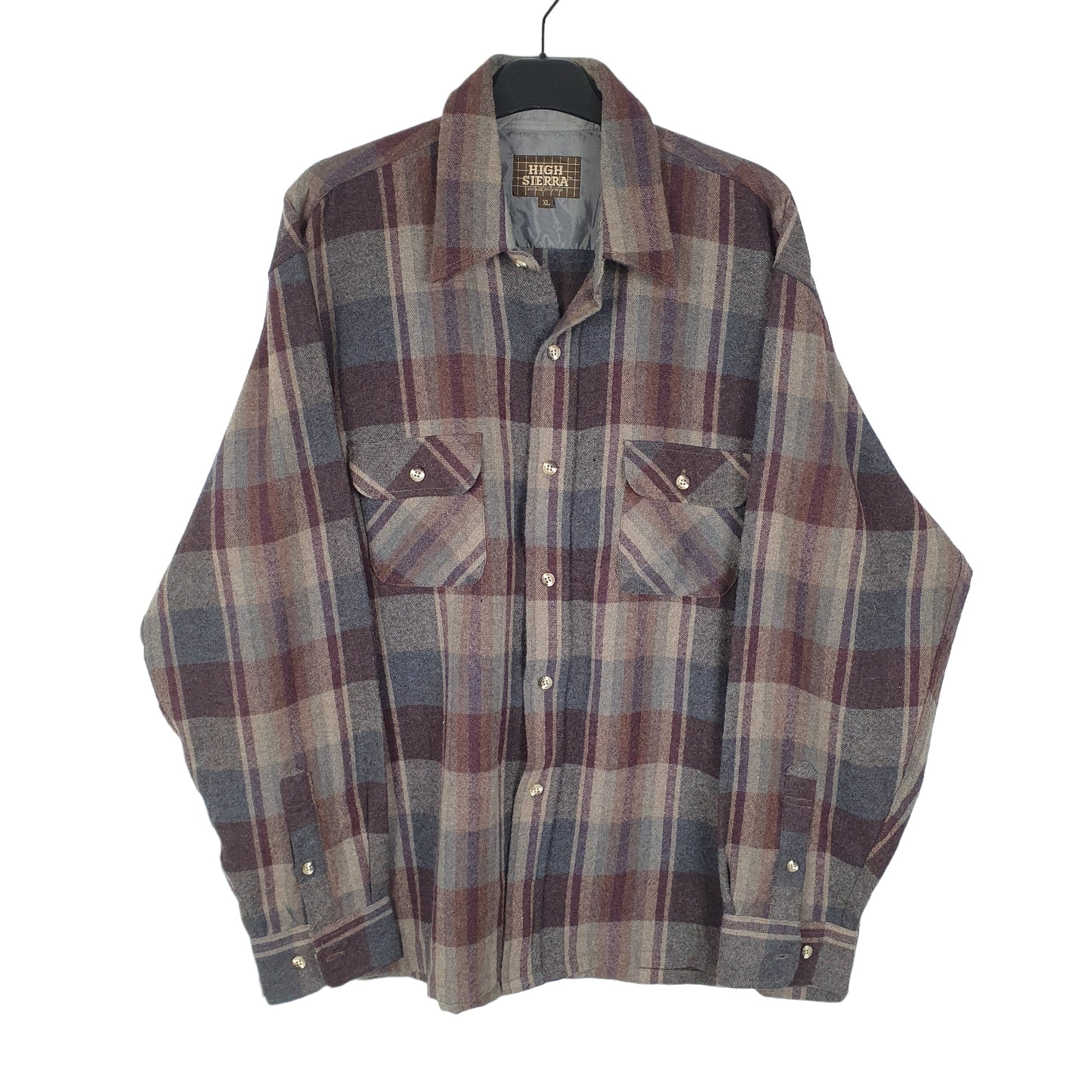 High Sierra Flannel Shacket Long Sleeve Regular Fit Check Wool Shirt Brown