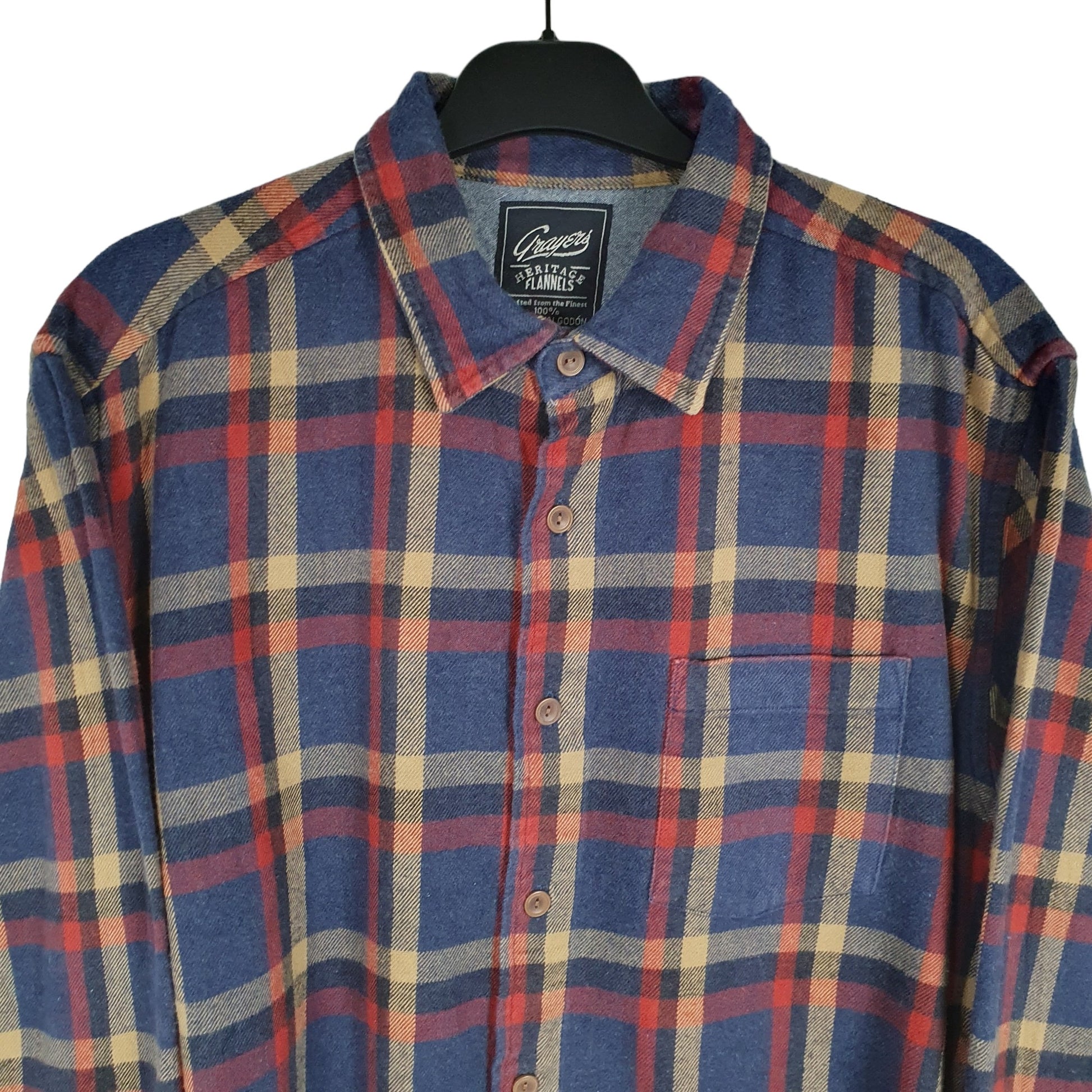 Grayers Flannel Shacket Long Sleeve Regular Fit Check Shirt Blue