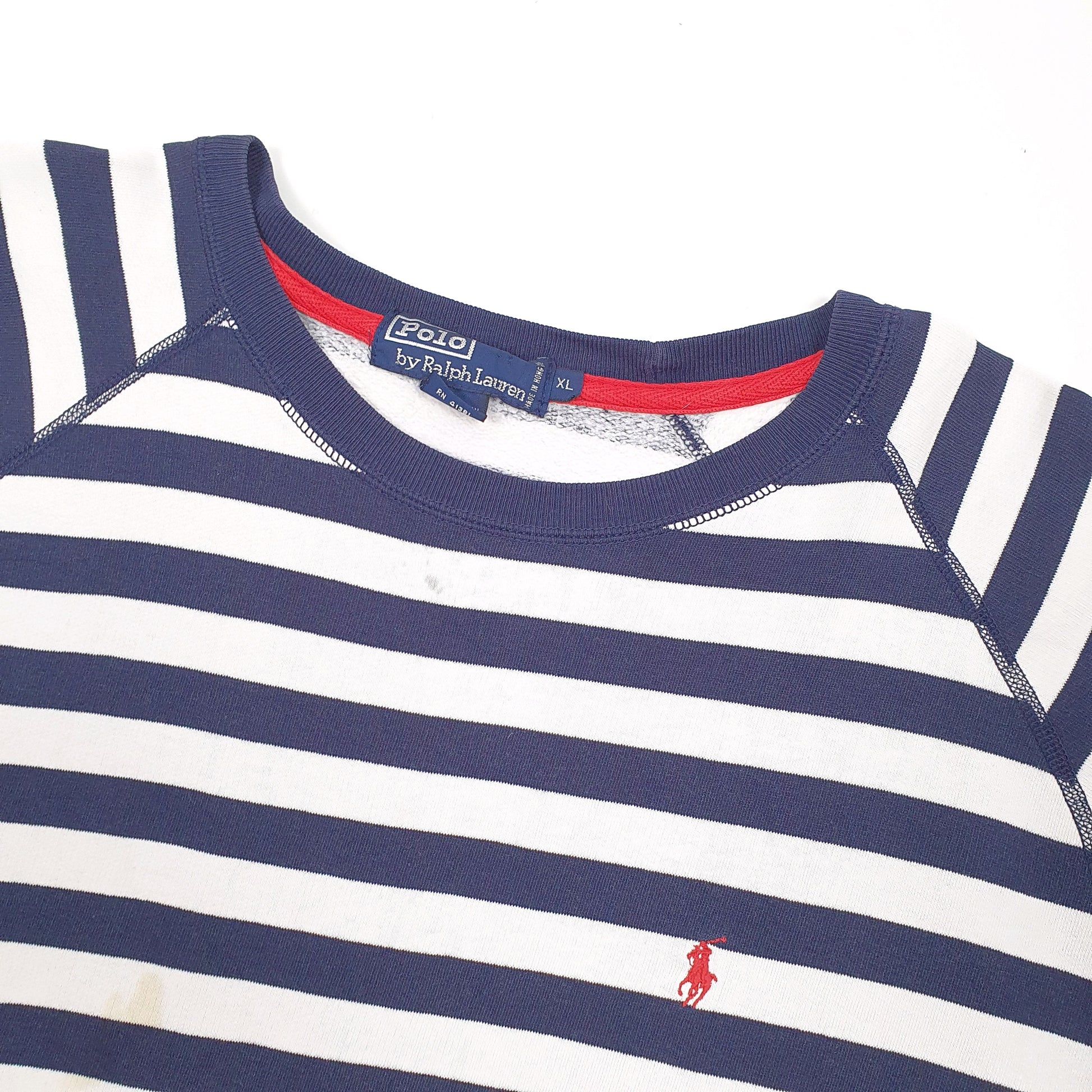 Mens Navy Polo Ralph Lauren Striped Crewneck Jumper