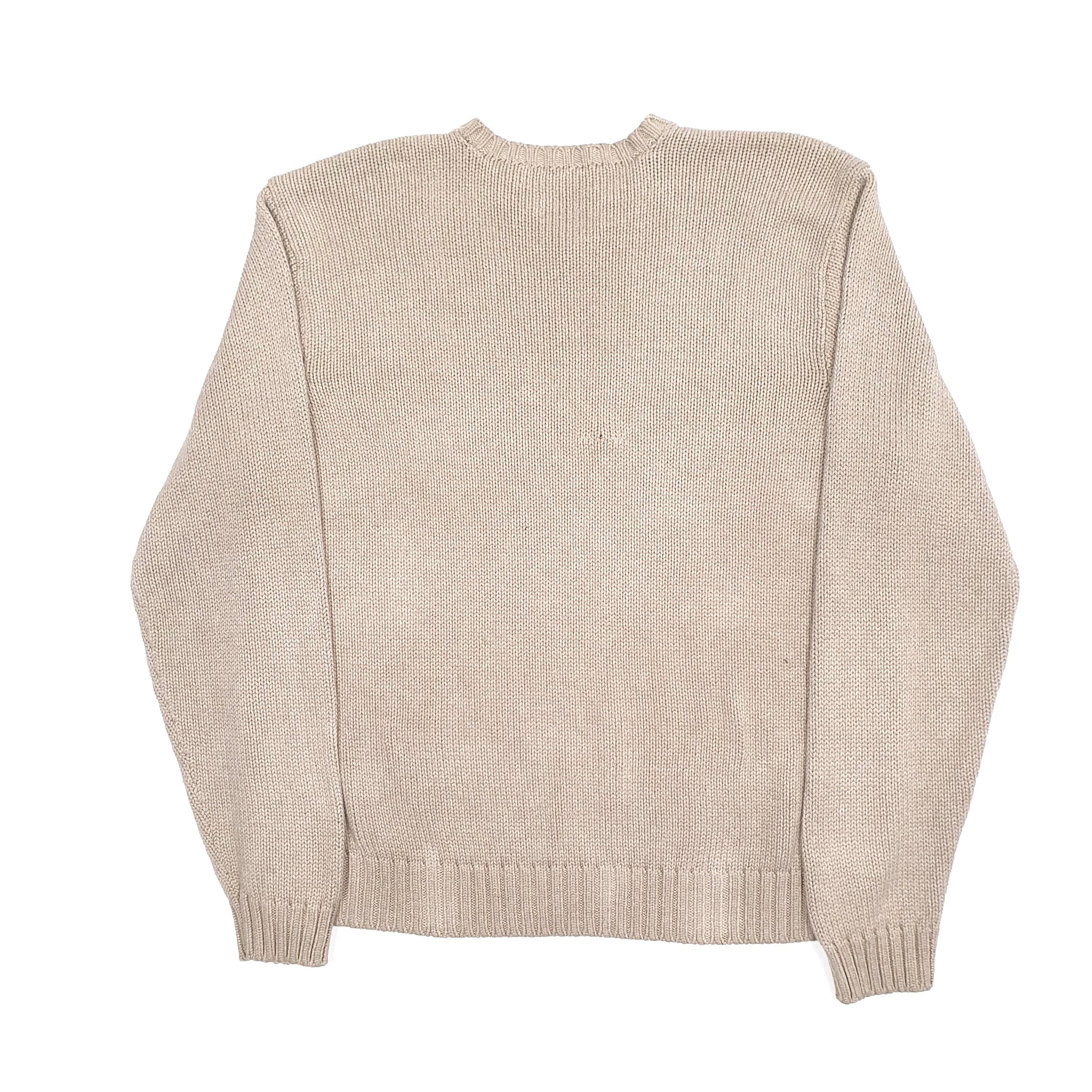 Mens Beige Polo Ralph Lauren Thick Chunky Knit Crewneck Jumper