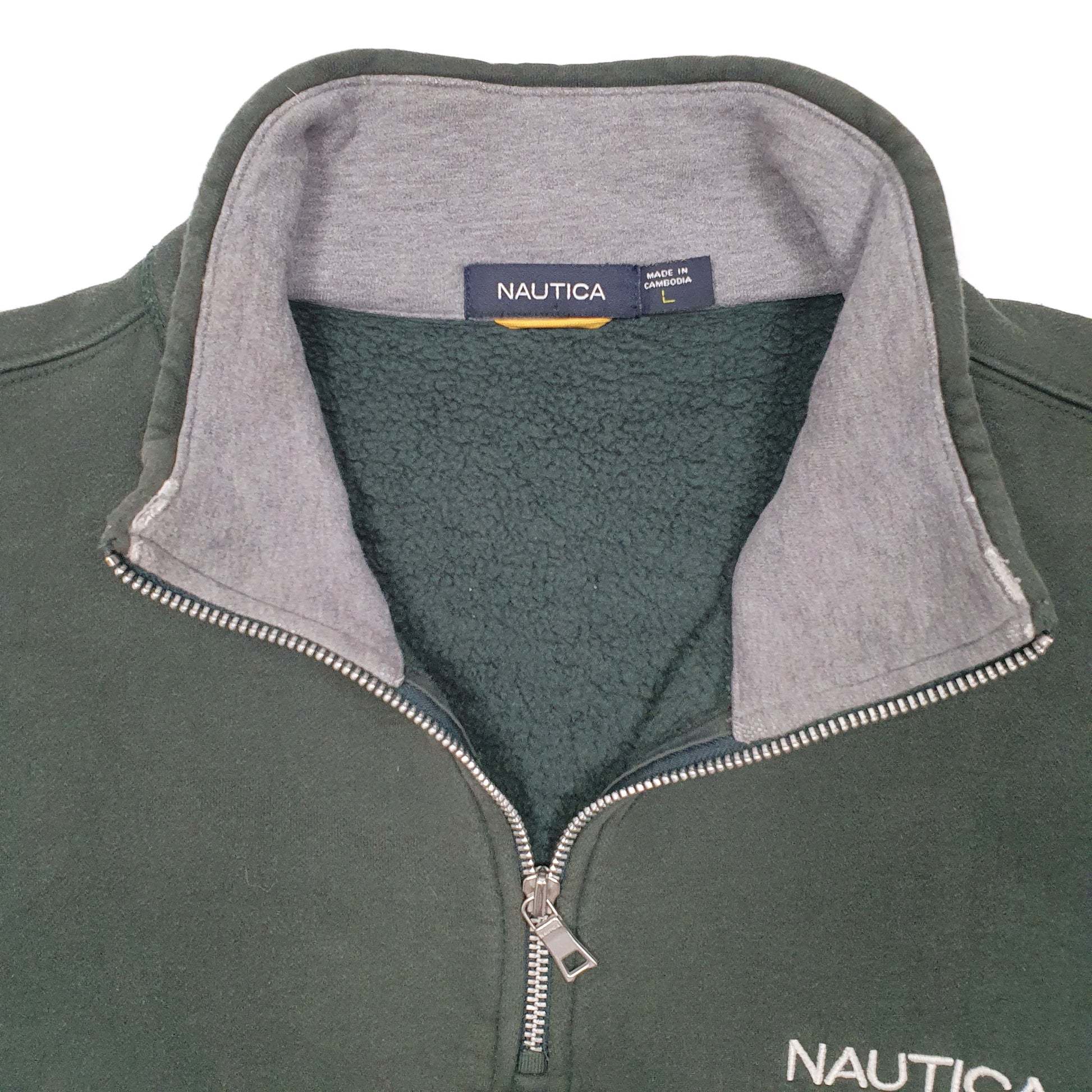 Mens Green Nautica  Quarter Zip Jumper