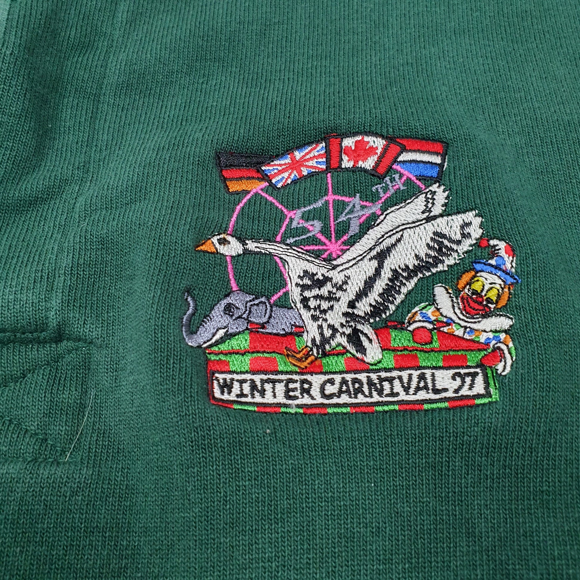 Mens Green Barbarian Shirt Winter Carnival 97 Vintage Rugby Jumper