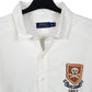 Mens White Ralph Lauren Oxford Skull Crossed Bones Polo Long Sleeve Shirt