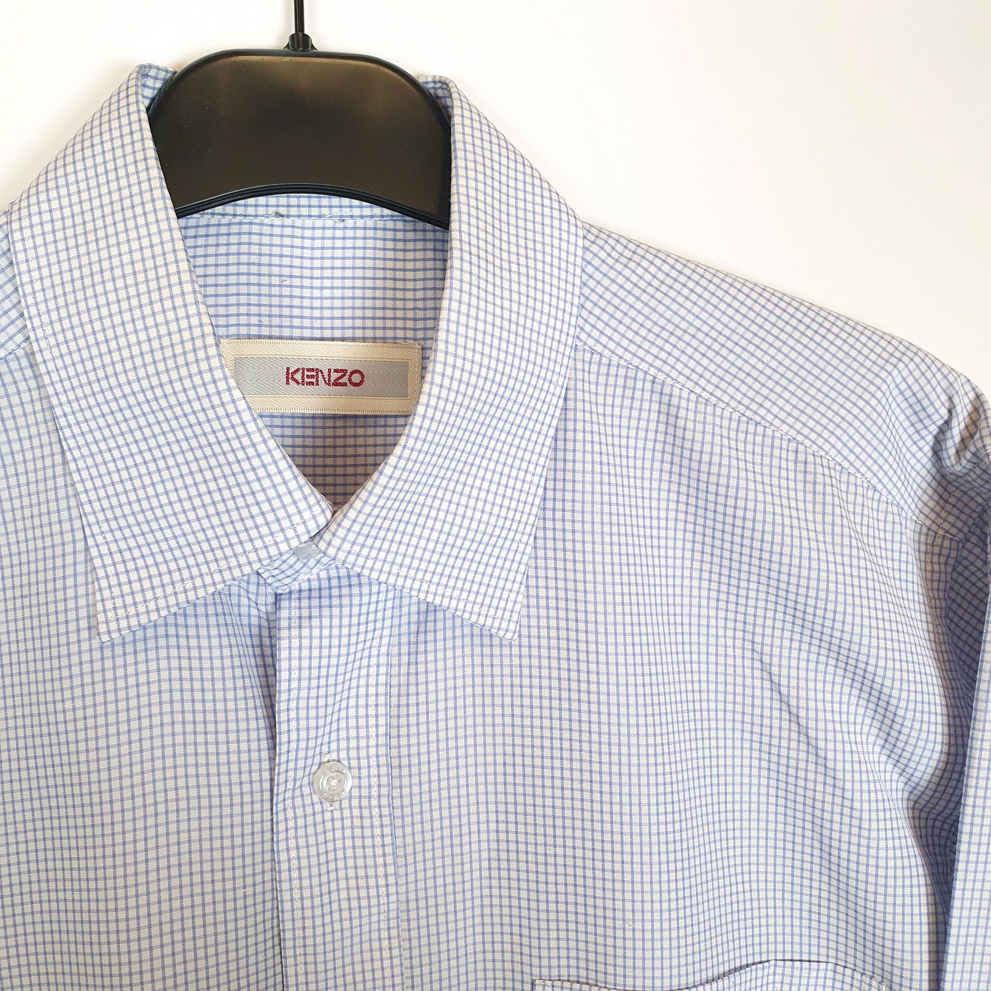 Kenzo Long Sleeve Regular Fit Check Shirt Blue