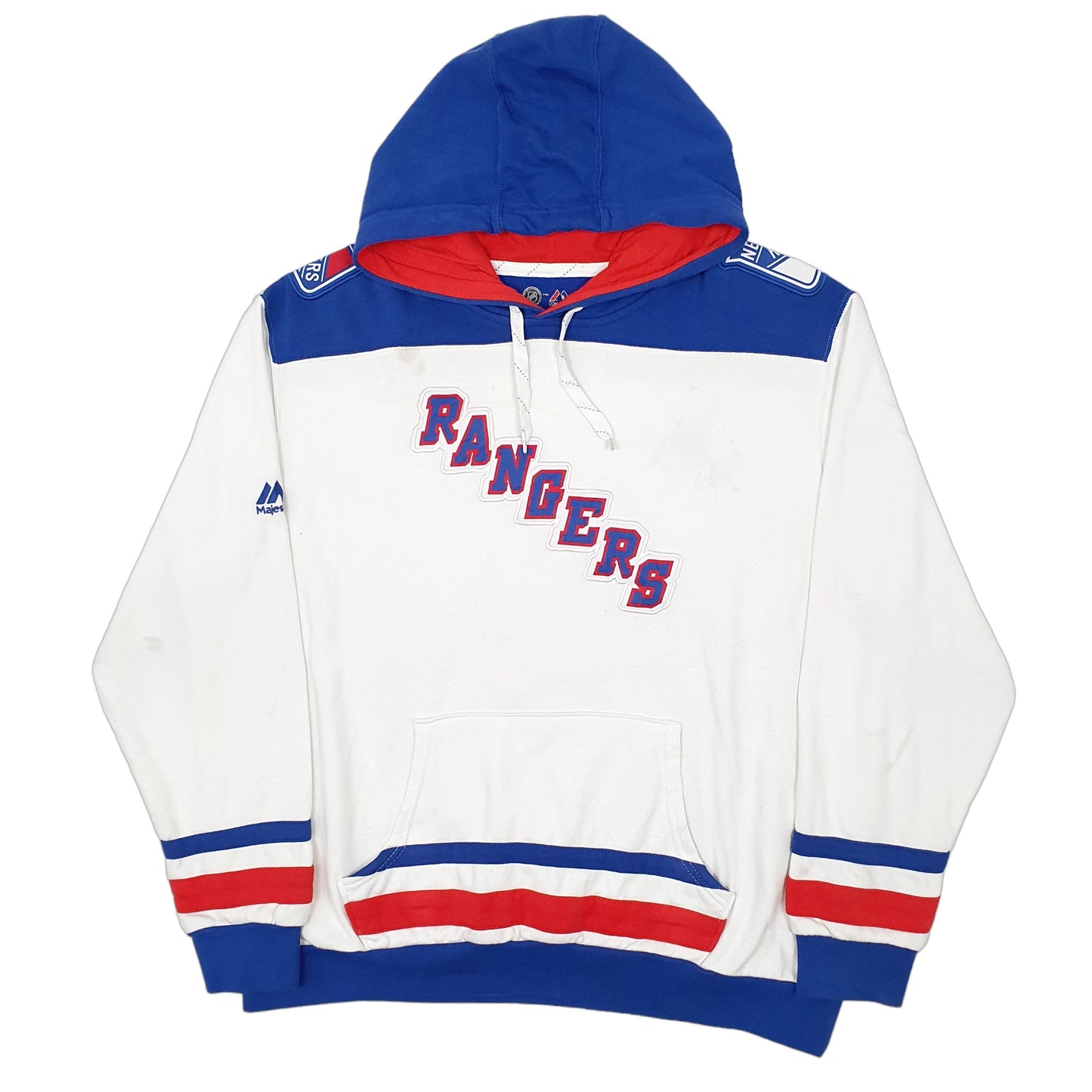 Mens White NHL New York Rangers Majestic USA Hockey Hoodie Jumper